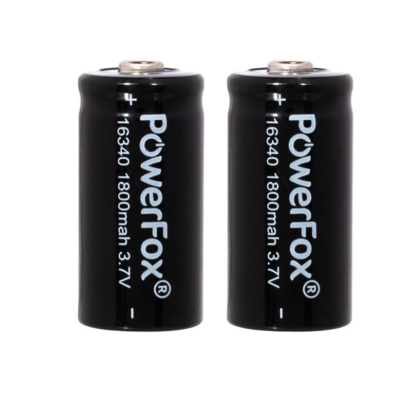 Dos baterías recargables PowerFox 16340 para puntero láser compacto