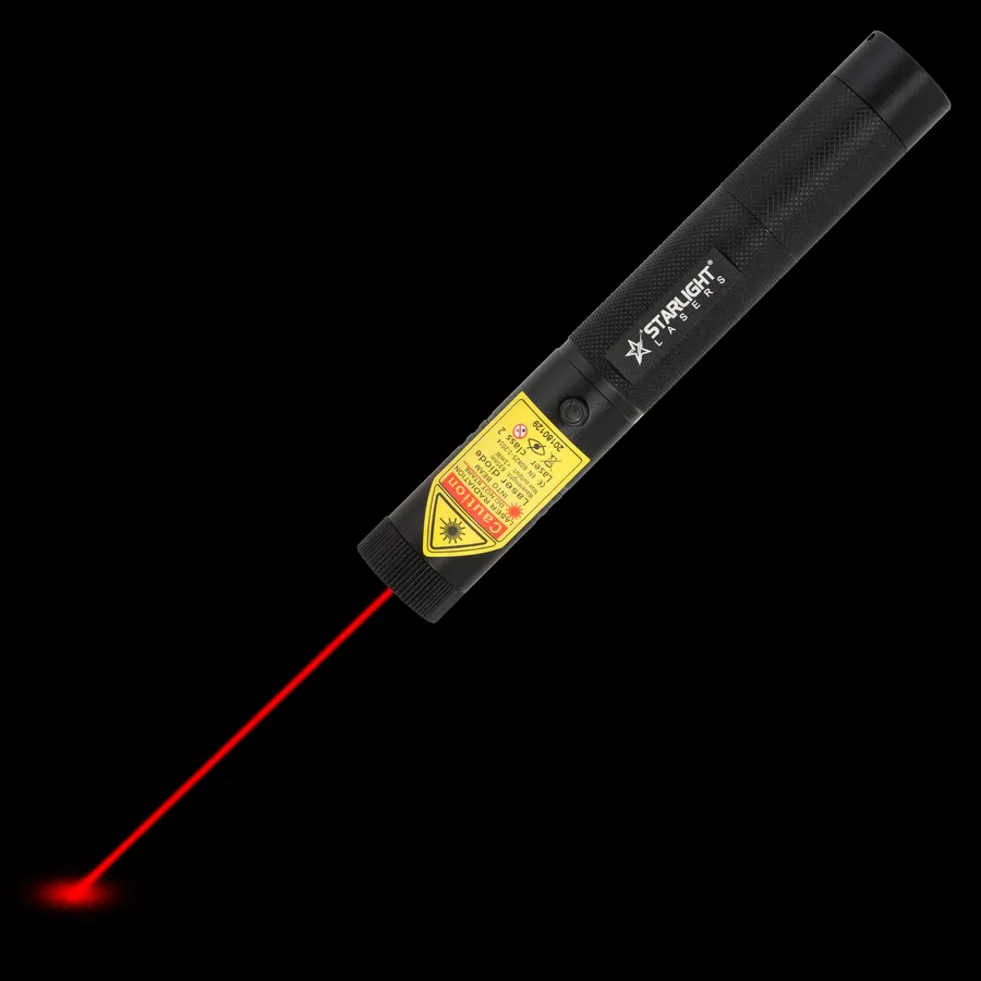Puntero láser rojo R1 Pro recargable con el haz láser visible en la oscuridad