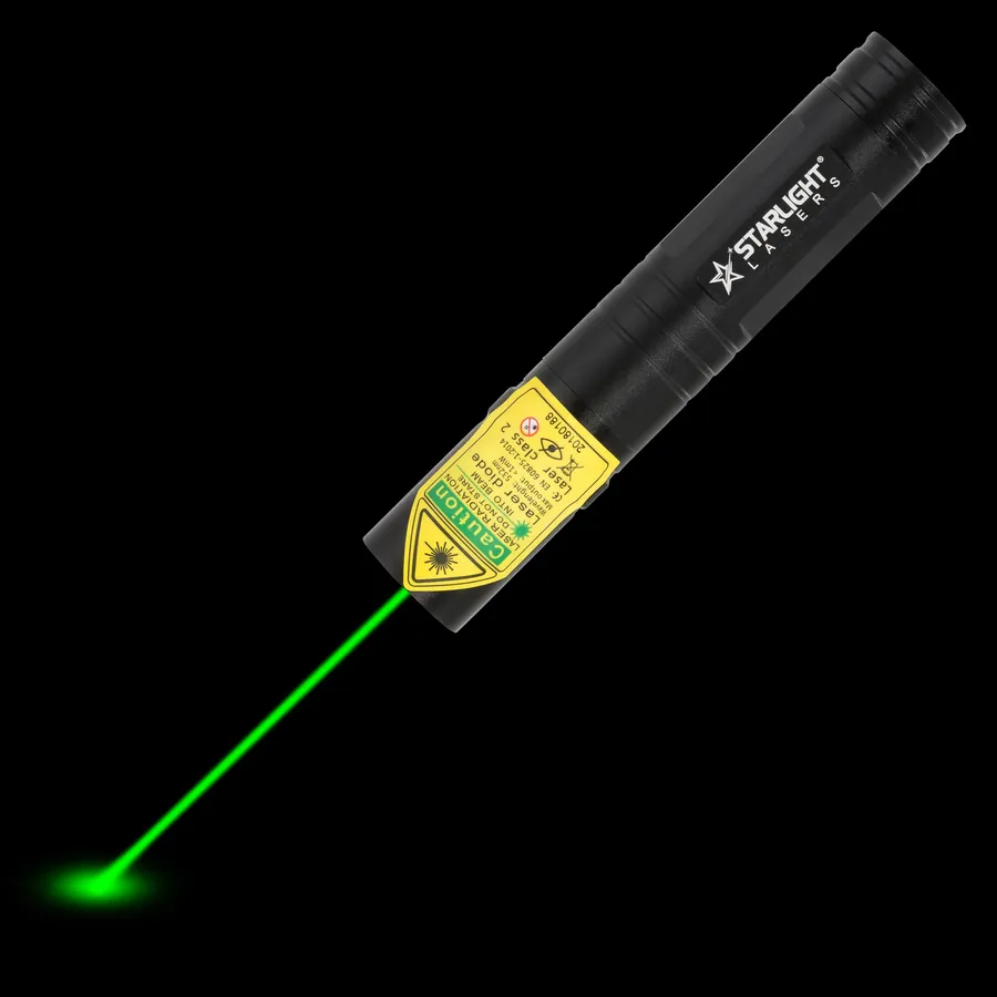 Puntero láser verde G2 Pro compacto con el haz láser visible en la oscuridad