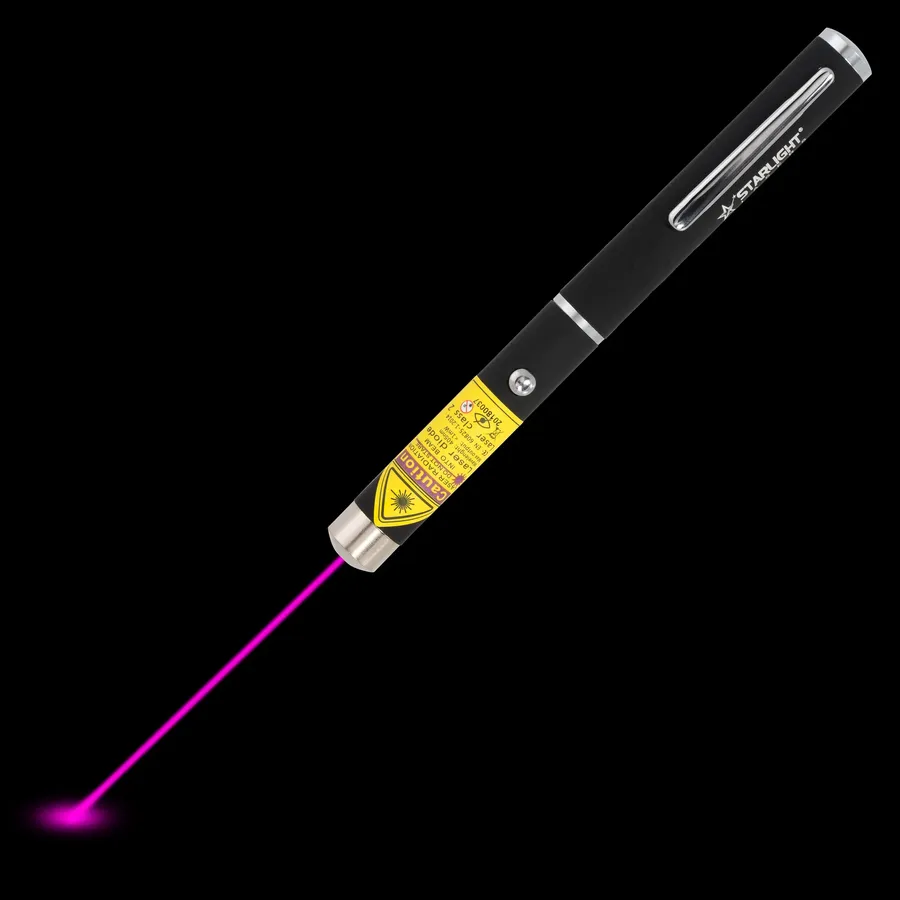 Puntero láser violeta Z1 con el haz láser visible en la oscuridad
